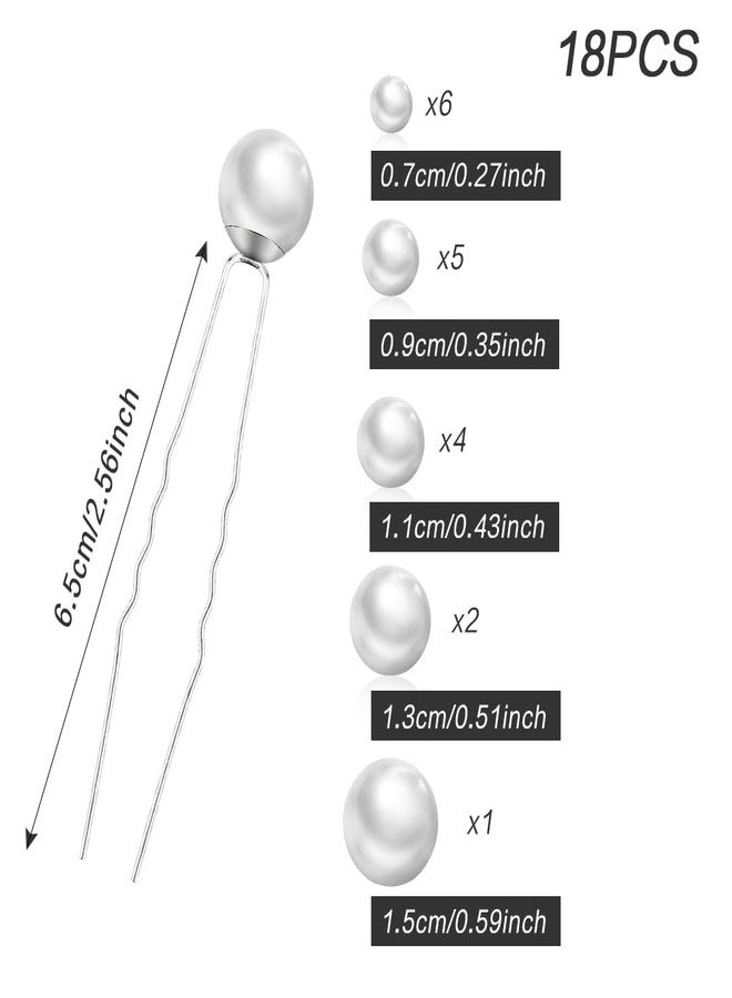 nuozodki Pearl Hair Pins, 18 Packs, Silver, Wedding & Everyday Use, 5 Sizes, Alloy & Plastic, Clip-on, Women's, Adults, Brides & Bridesmaids - Image 5